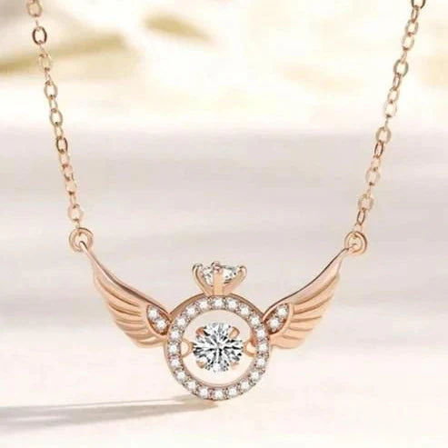 Rose Gold Angel Wings Pendant Chain - Image 2